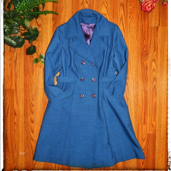 Vintage Jackets & Blazers - Vintage 1950’s Blue Double Breasted Swing Coat 12